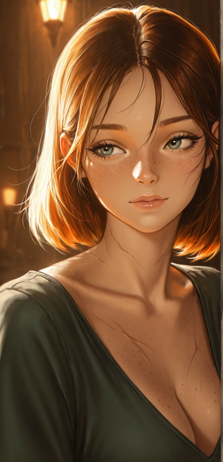 1girl,  solo,  freckles on Tensor.Art