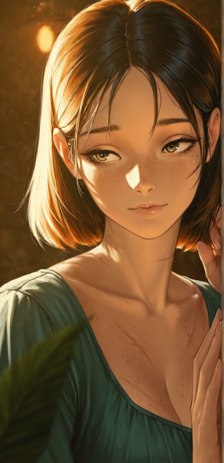 1girl,  solo,  freckles on Tensor.Art