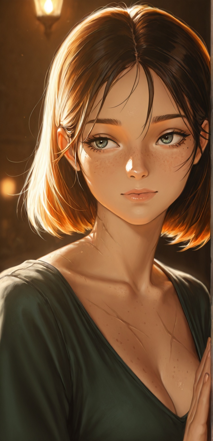 1girl,  solo,  freckles on Tensor.Art