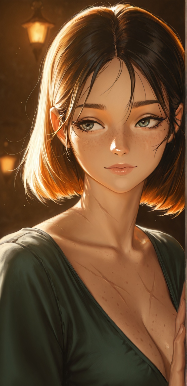 1girl,  solo,  freckles on Tensor.Art