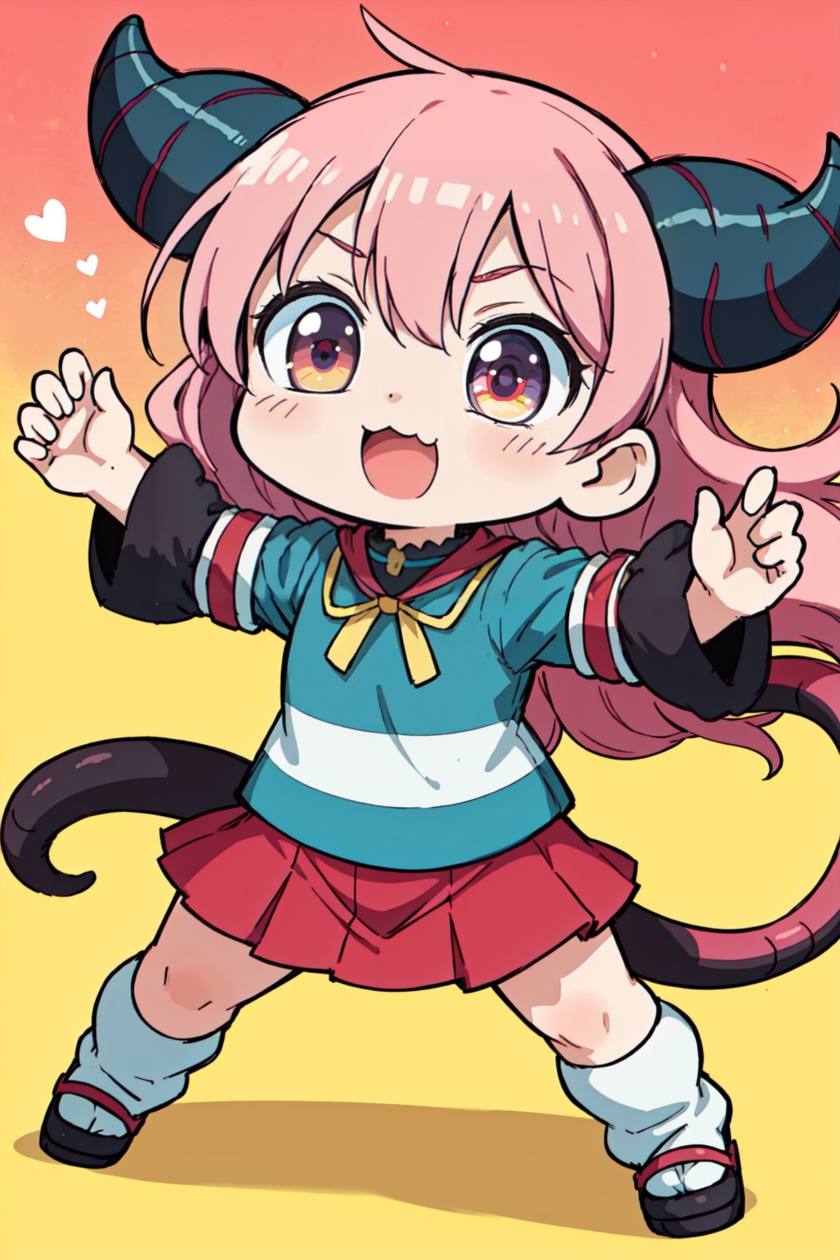 1girl,  solo,  an anime woman with pink hair and big horns on Tensor.Art
