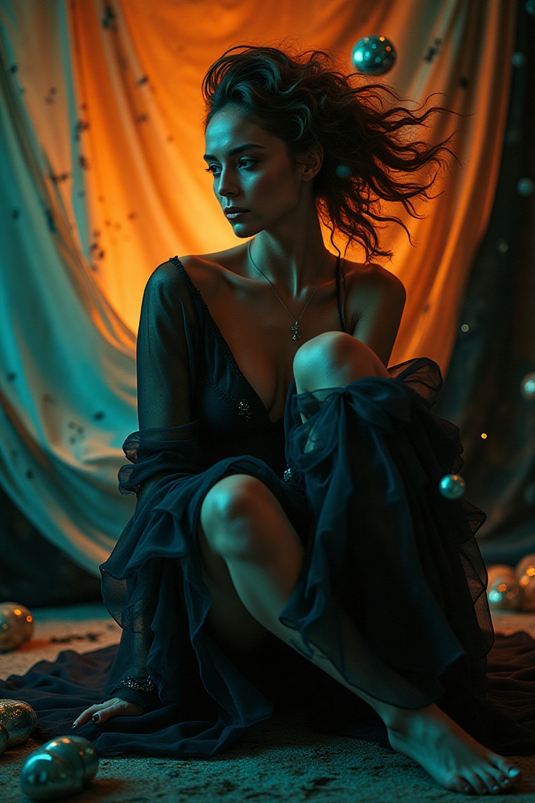 avant-garde fashion portrait,  ethereal female model,  20yo on Tensor.Art