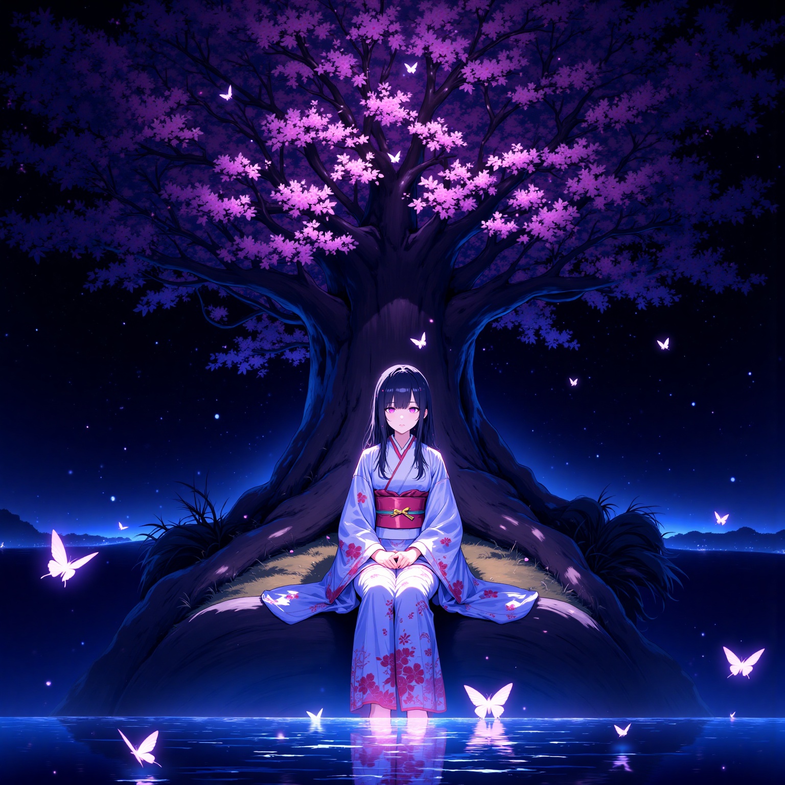 1girl,  black hair,  pink eyes on Tensor.Art