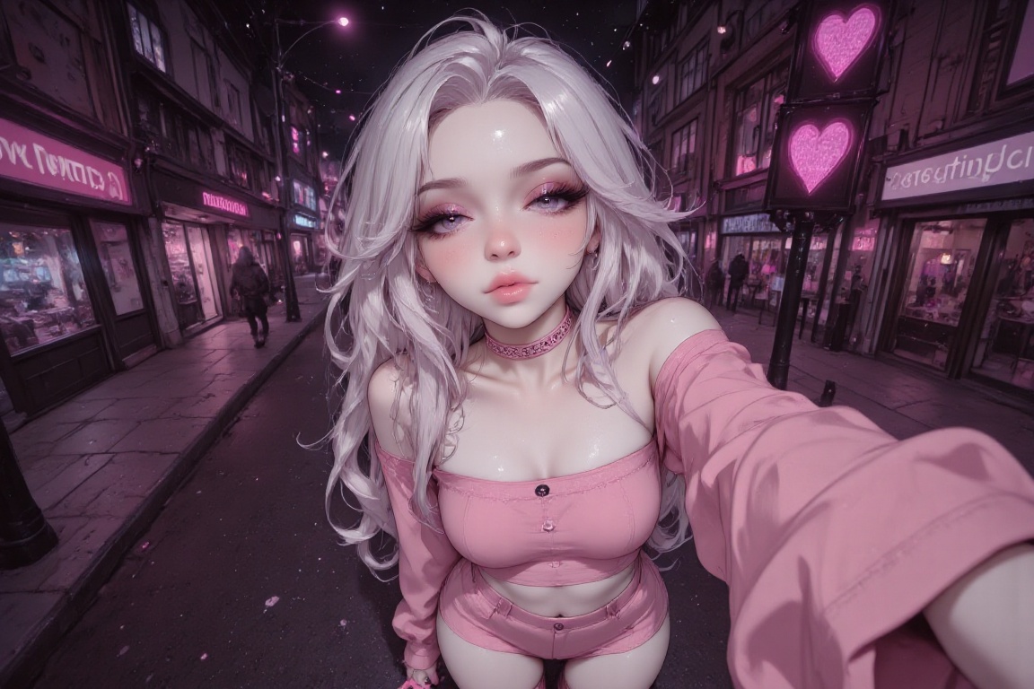 pink choker,  pink spiked choker,  long spikes on Tensor.Art