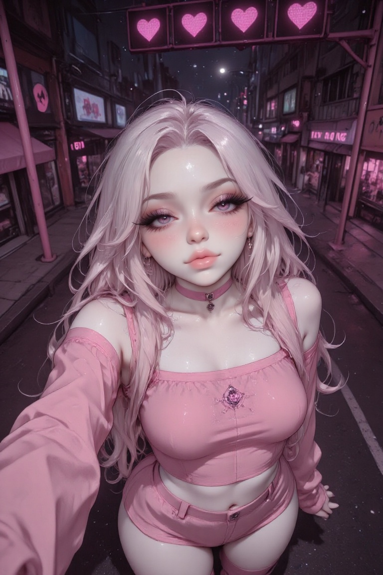 pink choker,  SimpleCharm,  heart charm on Tensor.Art