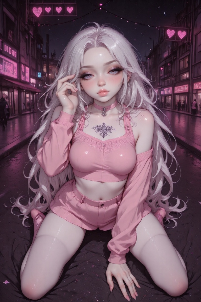 pink choker,  SimpleCharm,  star charm on Tensor.Art