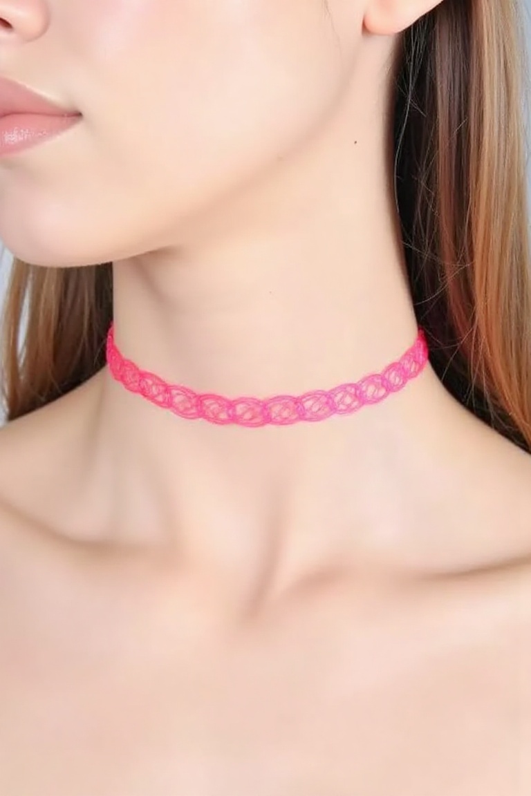 pink choker,  pink tattoo choker,  TattooChoker on Tensor.Art