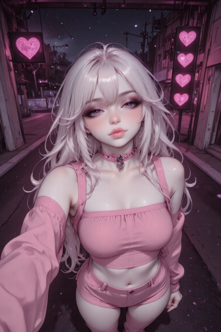 pink choker,  LongSpike,  pink spiked choker on Tensor.Art