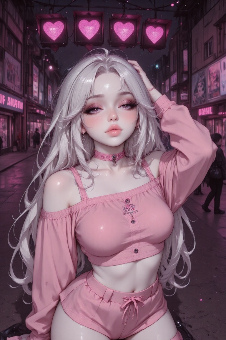 pink choker,  SimpleCharm,  star charm on Tensor.Art