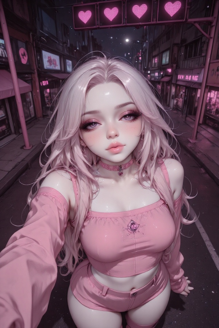 pink choker,  SimpleCharm,  heart charm on Tensor.Art