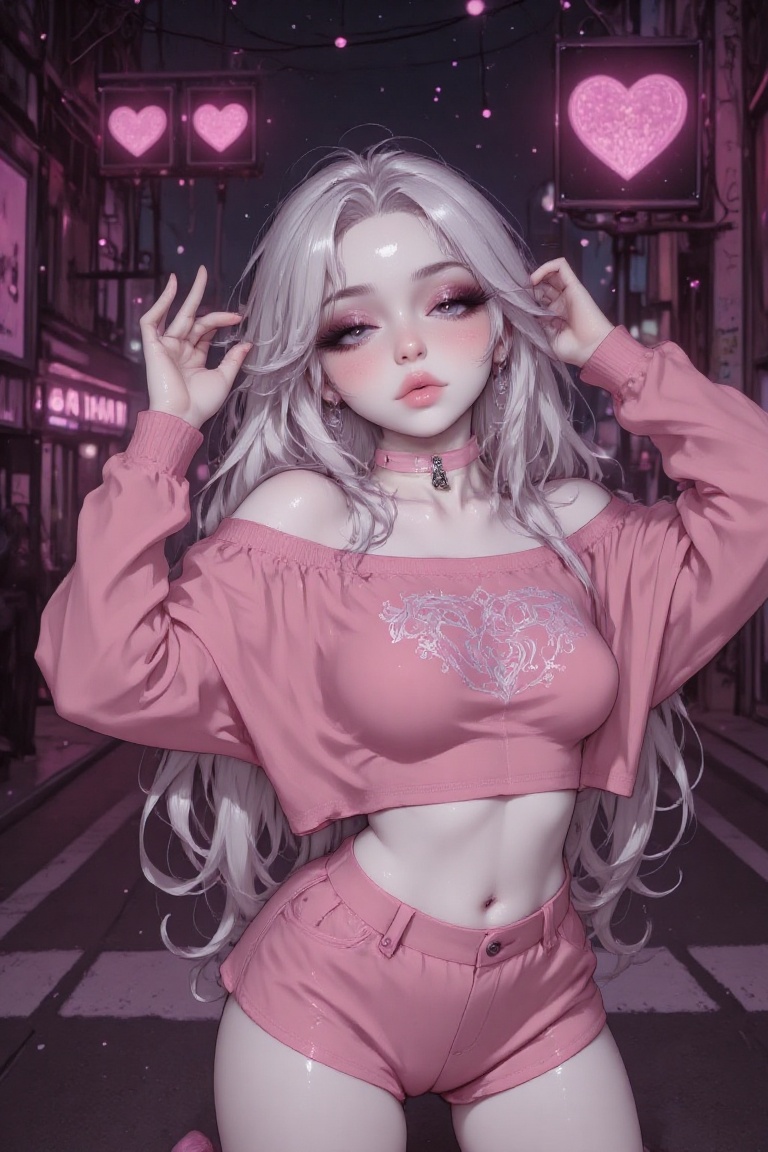 clear choker with lock charm,  ClearLock,  clear pink choker with lock charm on Tensor.Art