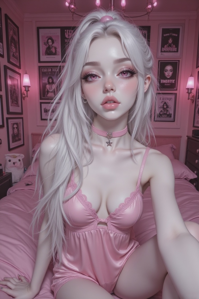 simple pink choker,  SimpleCharm,  simple choker with charm on Tensor.Art