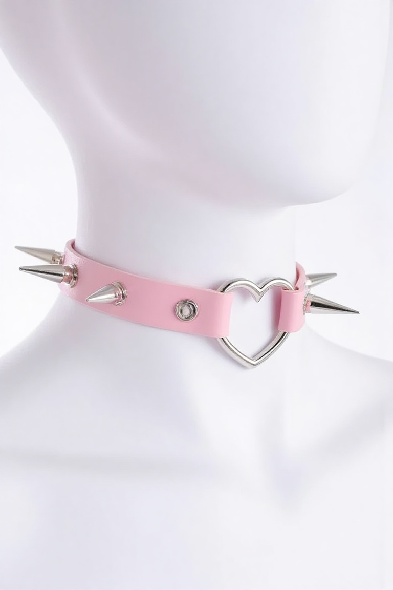 pink choker,  heart o ring spiked choker,  HeartORingSpike on Tensor.Art