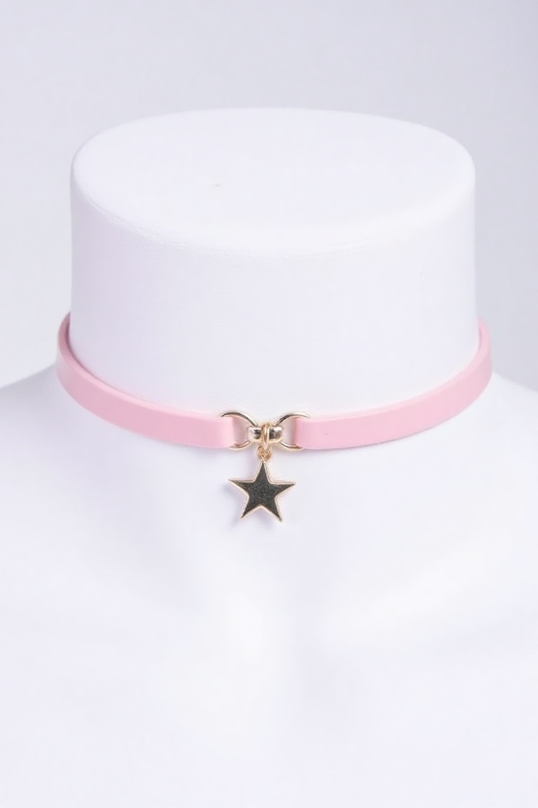 pink choker,  simple choker with charm,  SimpleCharm on Tensor.Art