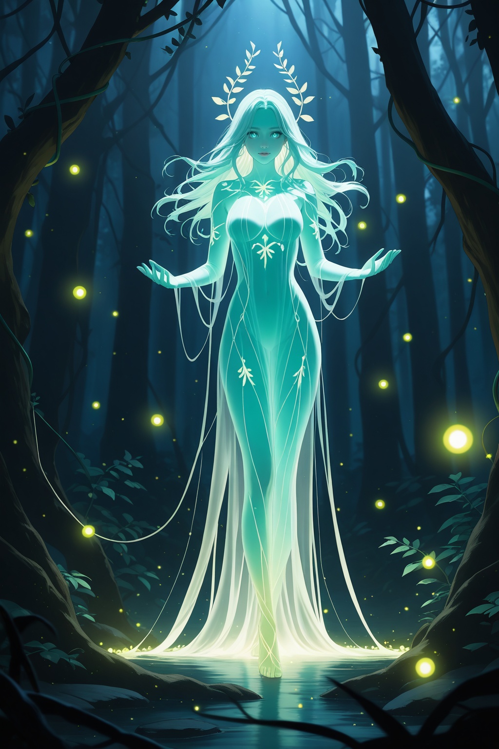 1girl,  ethereal forest spirit,  glowing translucent skin on Tensor.Art