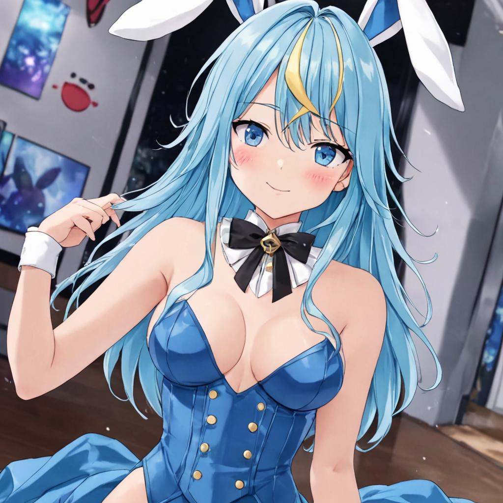 clara,  blue eyes,  blue hair on Tensor.Art