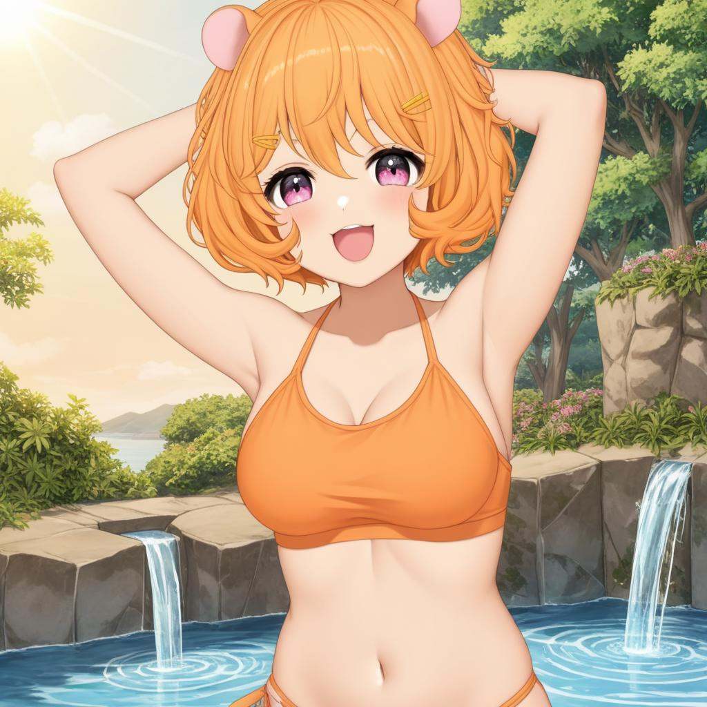 eimi,  small hamster ears,  short orange curly hair on Tensor.Art