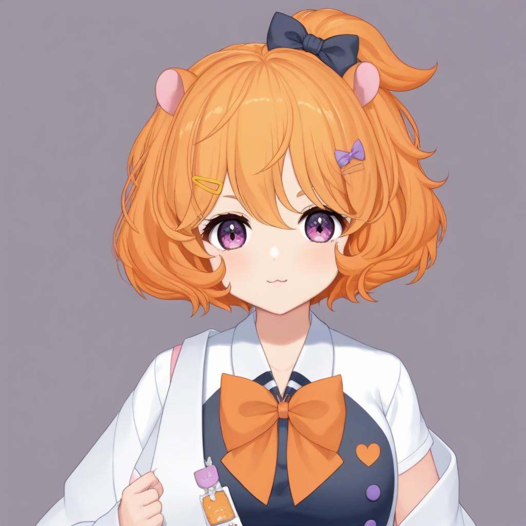 eimi,  small hamster ears,  orange curly hair on Tensor.Art