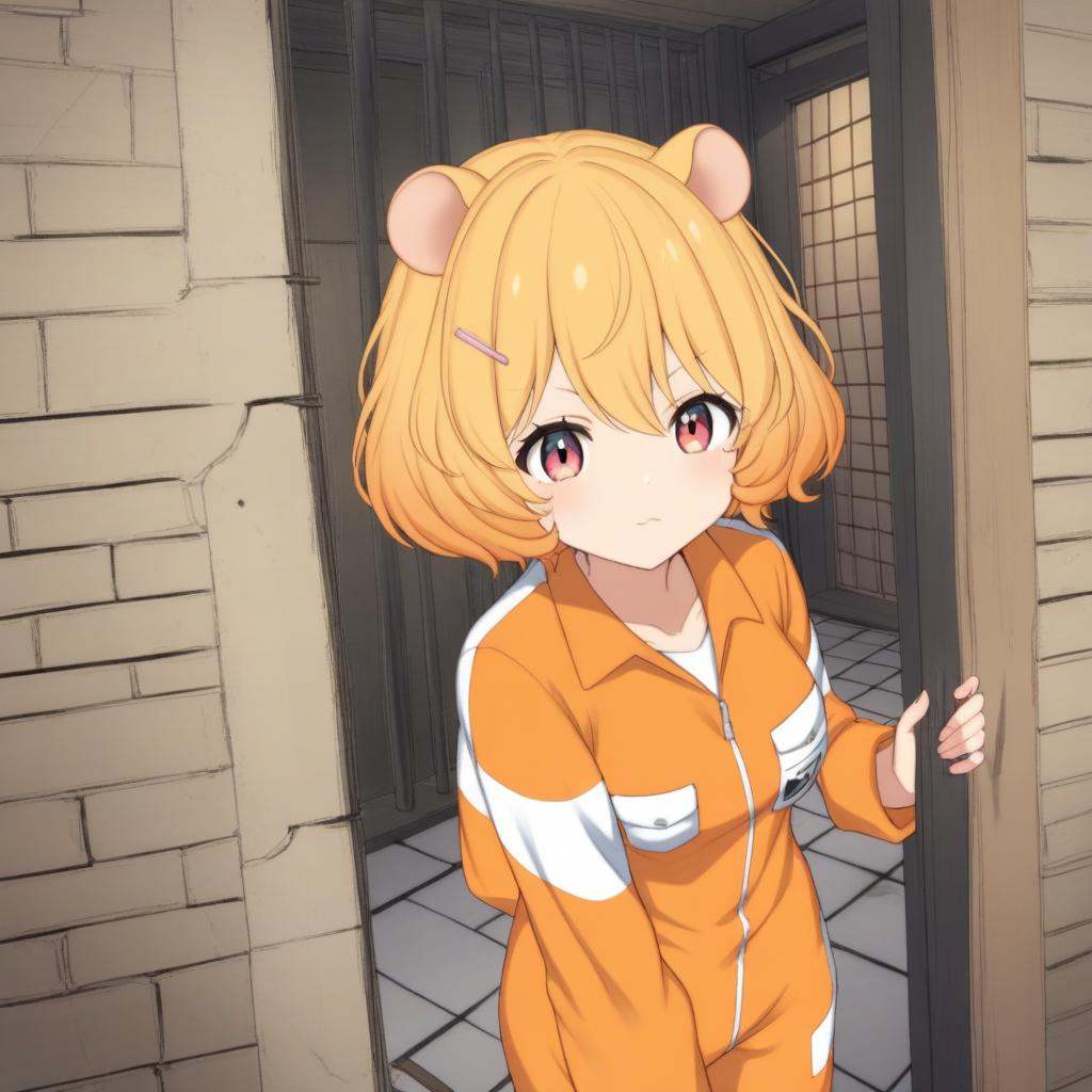 eimi,  small hamster ears,  short orange curly hair on Tensor.Art