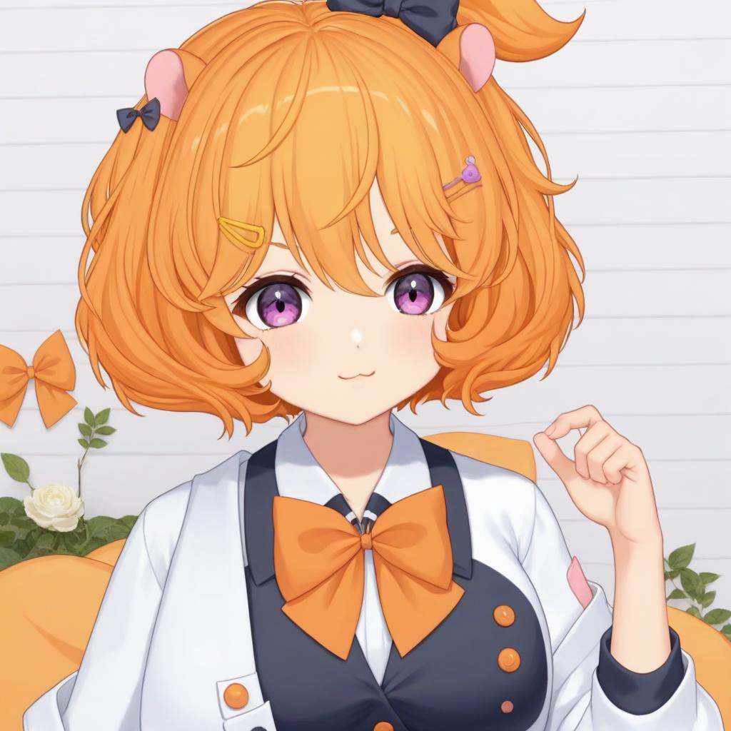 eimi,  small hamster ears,  orange curly hair on Tensor.Art