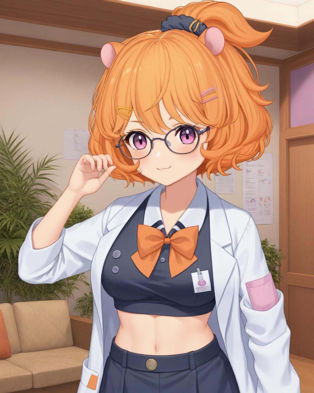 eimi,  small hamster ears,  short orange curly hair on Tensor.Art