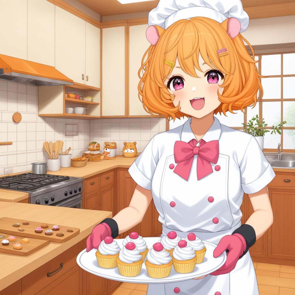 eimi,  small hamster ears,  orange curly hair on Tensor.Art