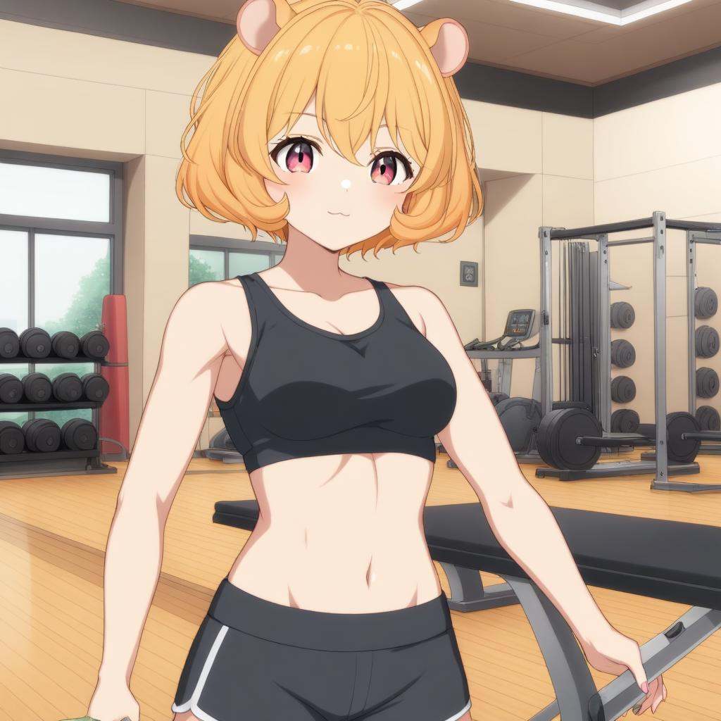 eimi,  small hamster ears,  short orange curly hair on Tensor.Art