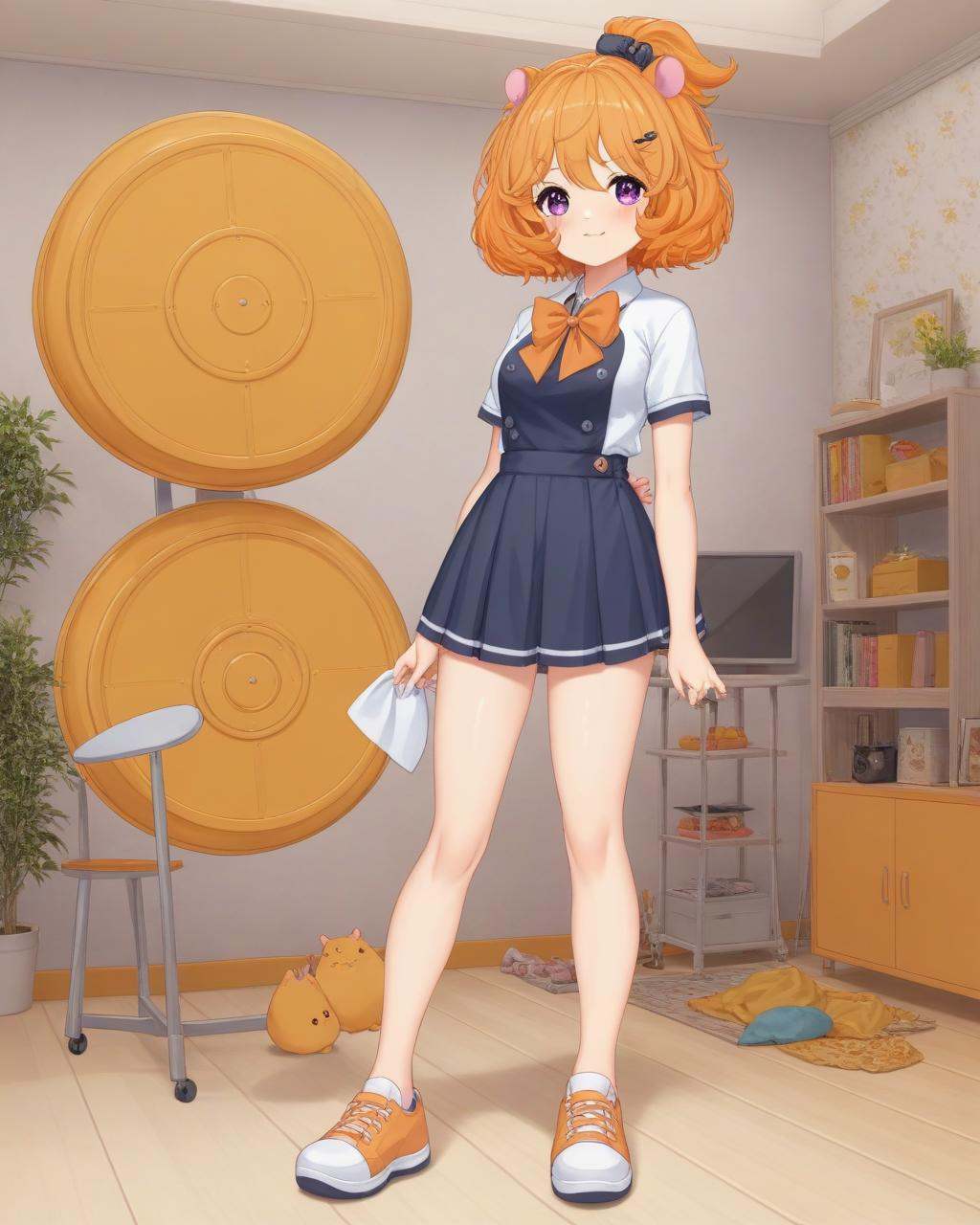eimi,  small hamster ears,  short orange curly hair on Tensor.Art