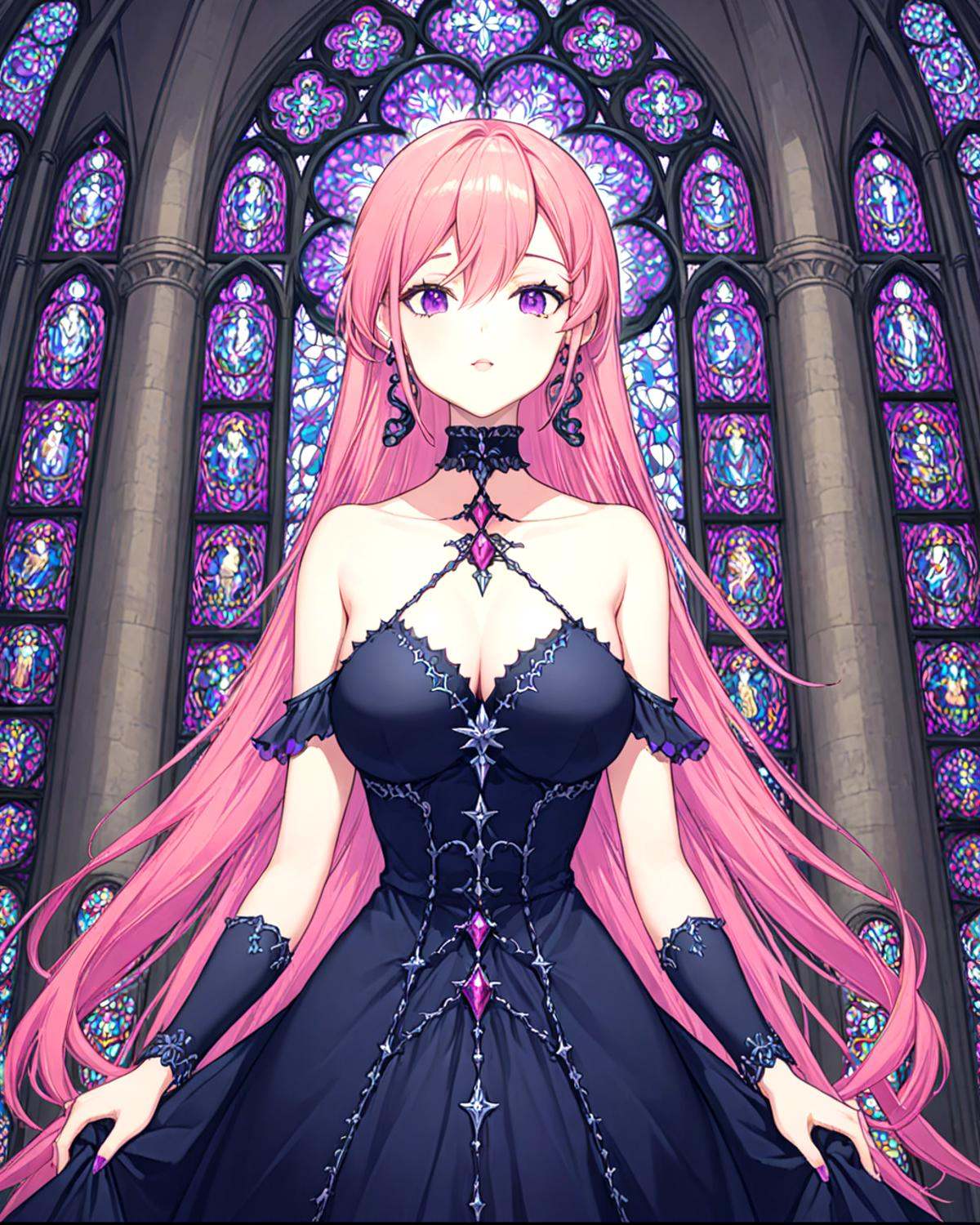 runie,  bangs,  bare shoulders on Tensor.Art