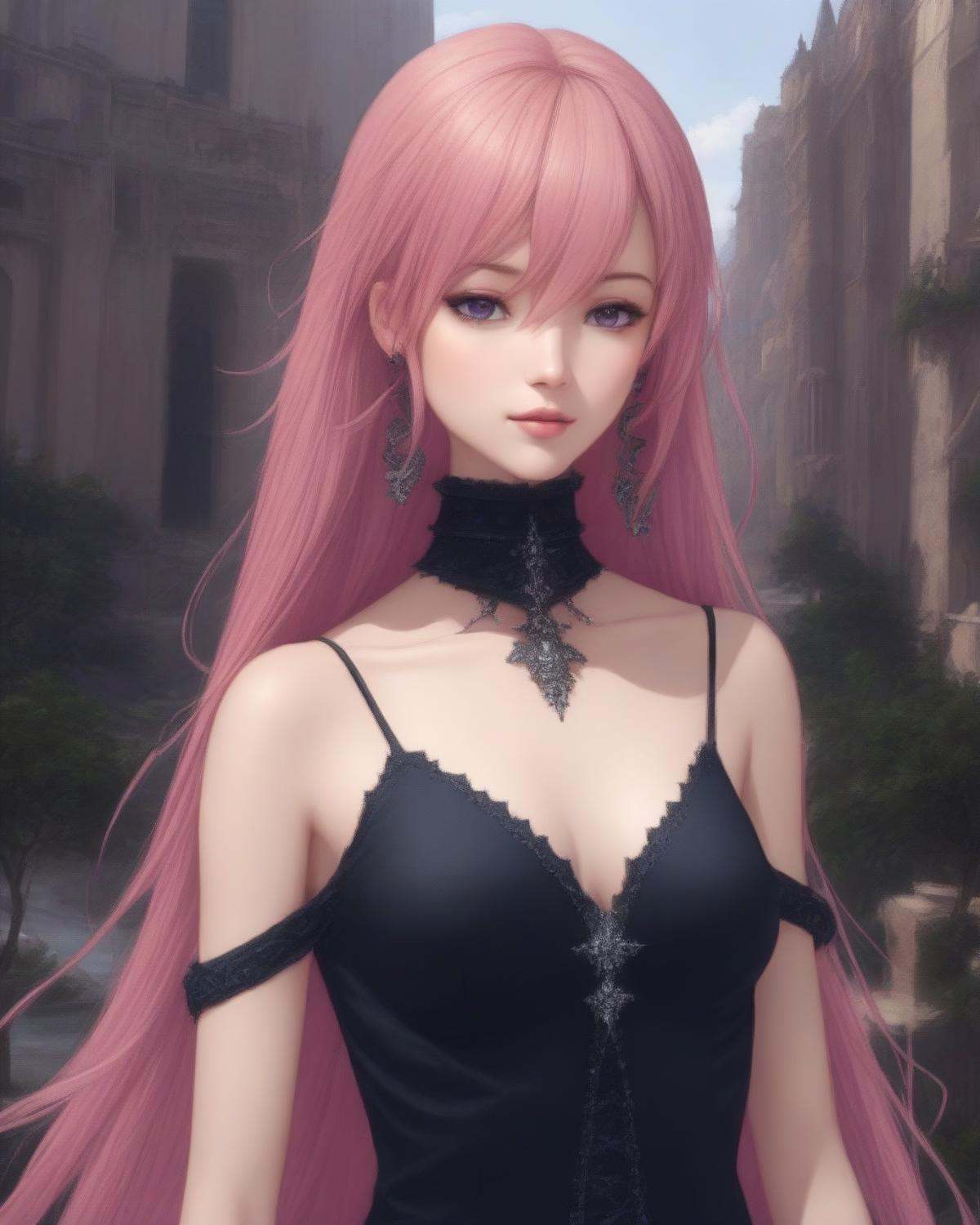 runie,  bangs,  bare shoulders on Tensor.Art