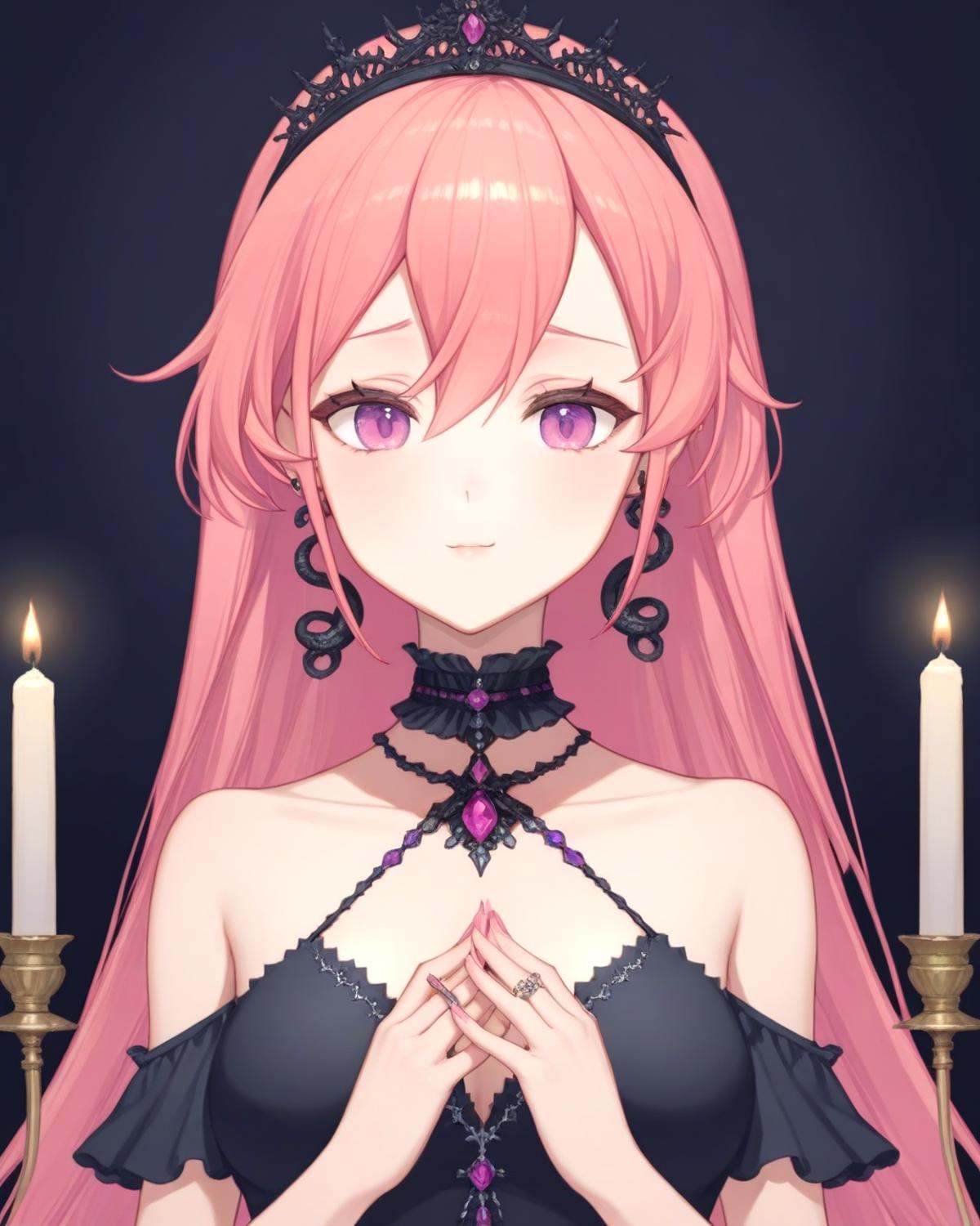 runie,  bangs,  bare shoulders on Tensor.Art