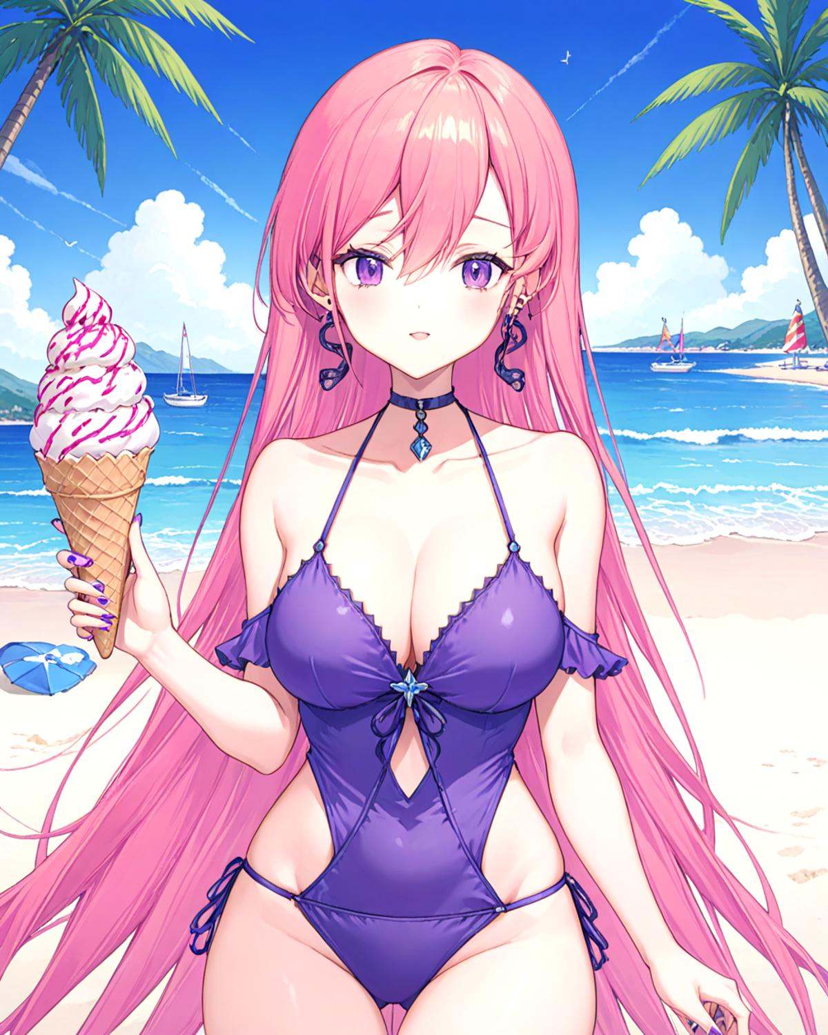 runie,  bangs,  bare shoulders on Tensor.Art