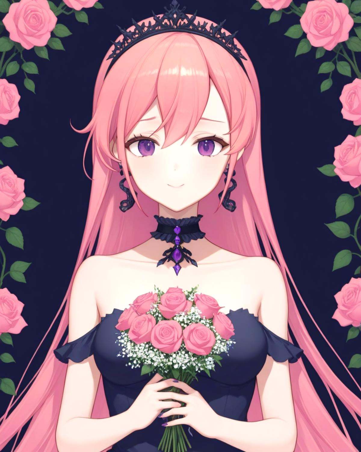 runie,  bangs,  bare shoulders on Tensor.Art