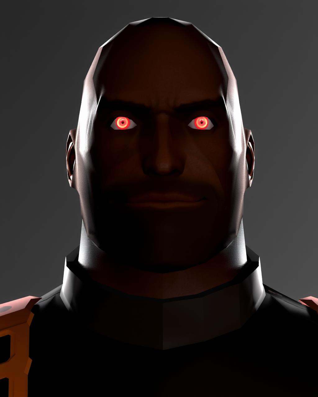 the bald guy from team fortress 2 looking into your soul with demonic eyes and an eerie backgroundtf2heavy on Tensor.Art