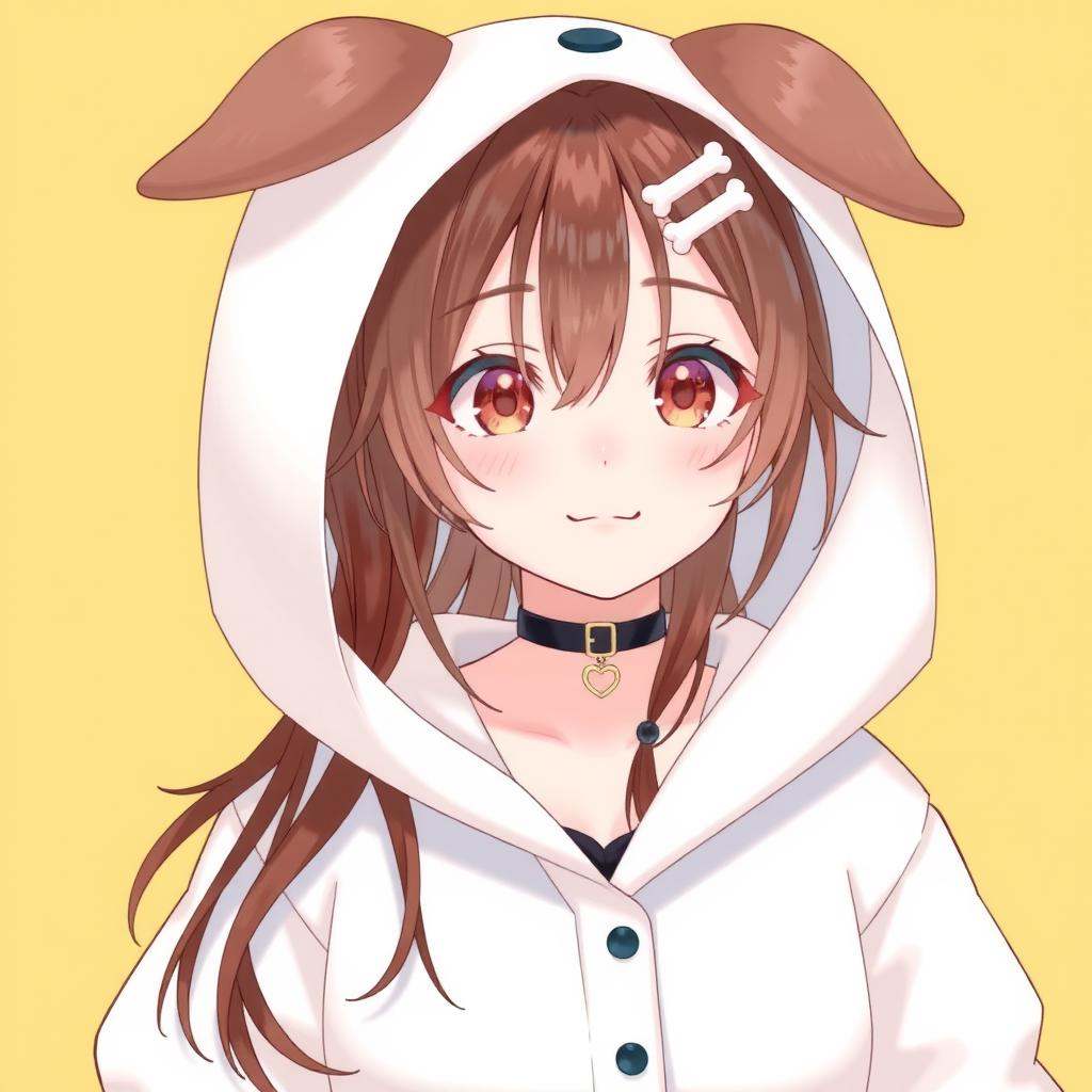 a beautiful upper body portrait photo of virtual youtuber inugami korone wearing a white hoodie with her dog ears protrudi...