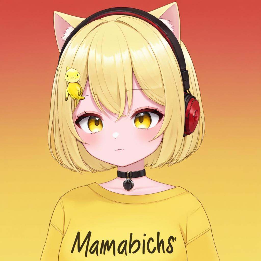 nyana,  mamabichos text on shirt,  yellow shirt on Tensor.Art