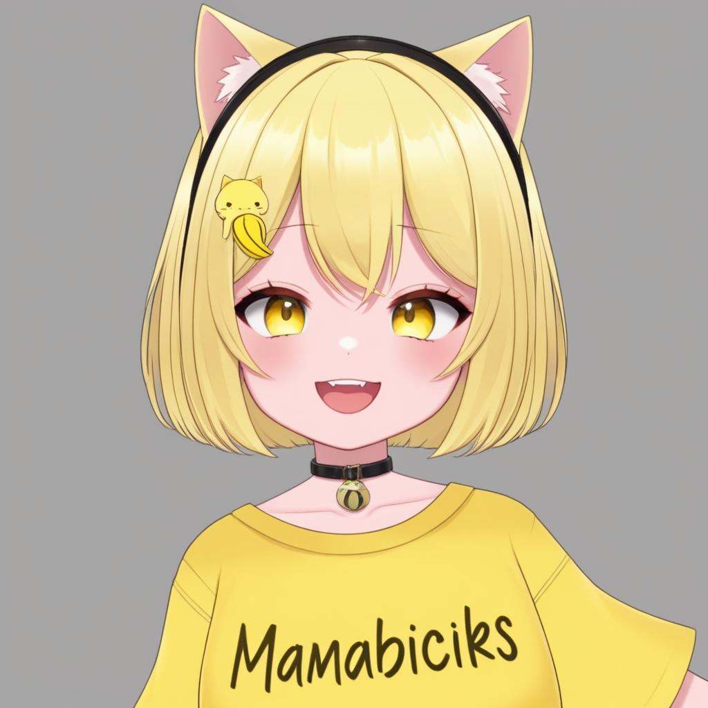 nyana,  mamabichos text on shirt,  cat girl on Tensor.Art