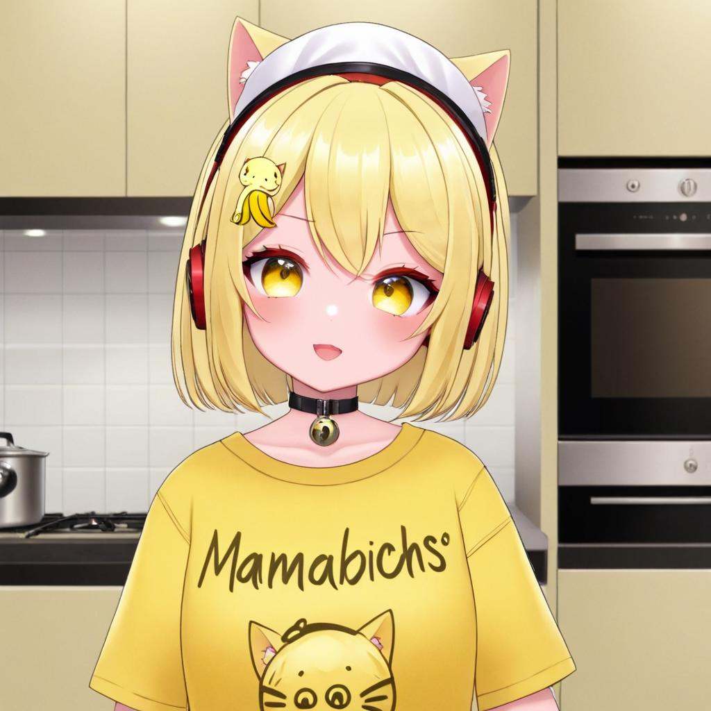 nyana,  mamabichos text on shirt,  yellow shirt on Tensor.Art