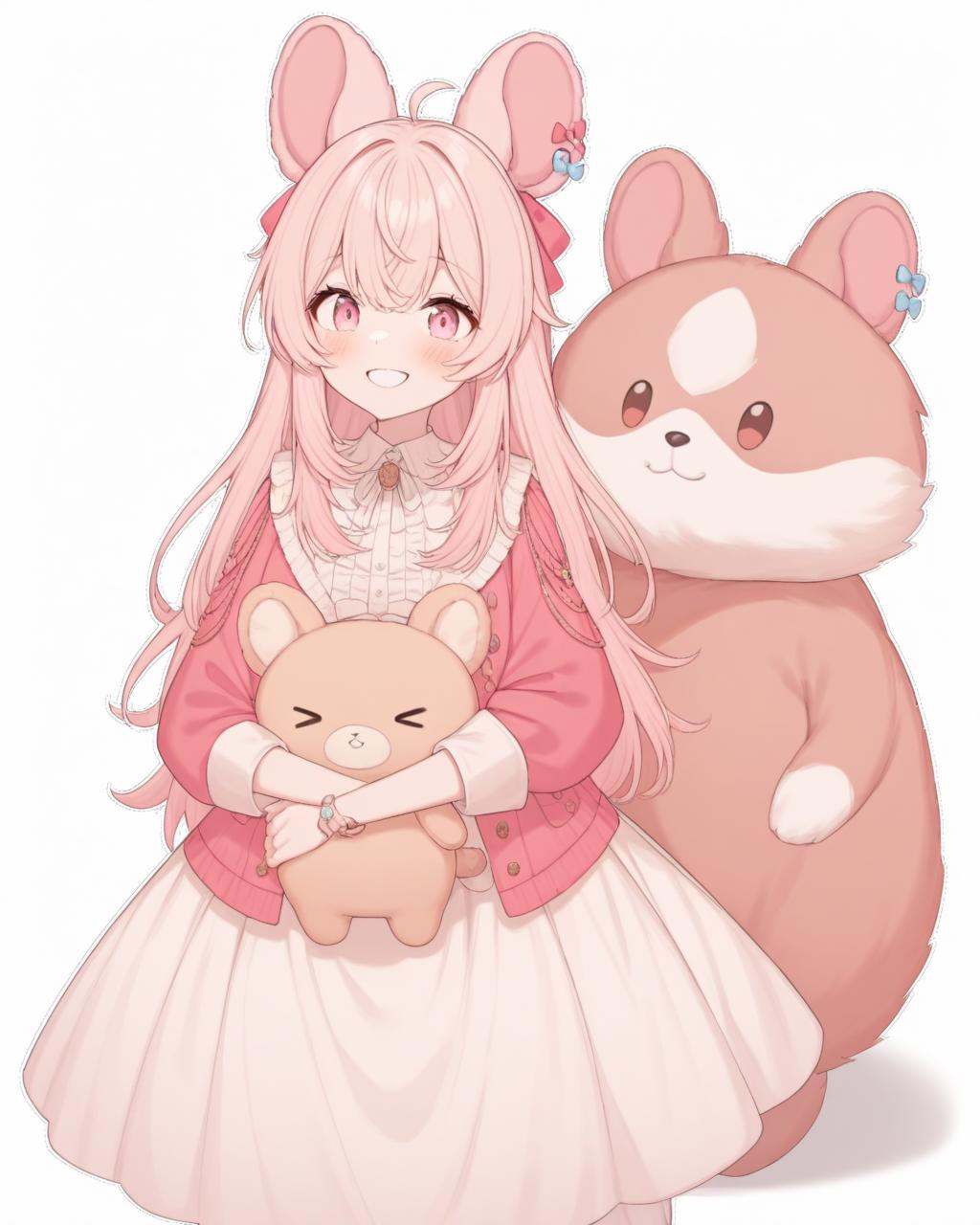 pipchilla,  animal ears,  pink hair on Tensor.Art