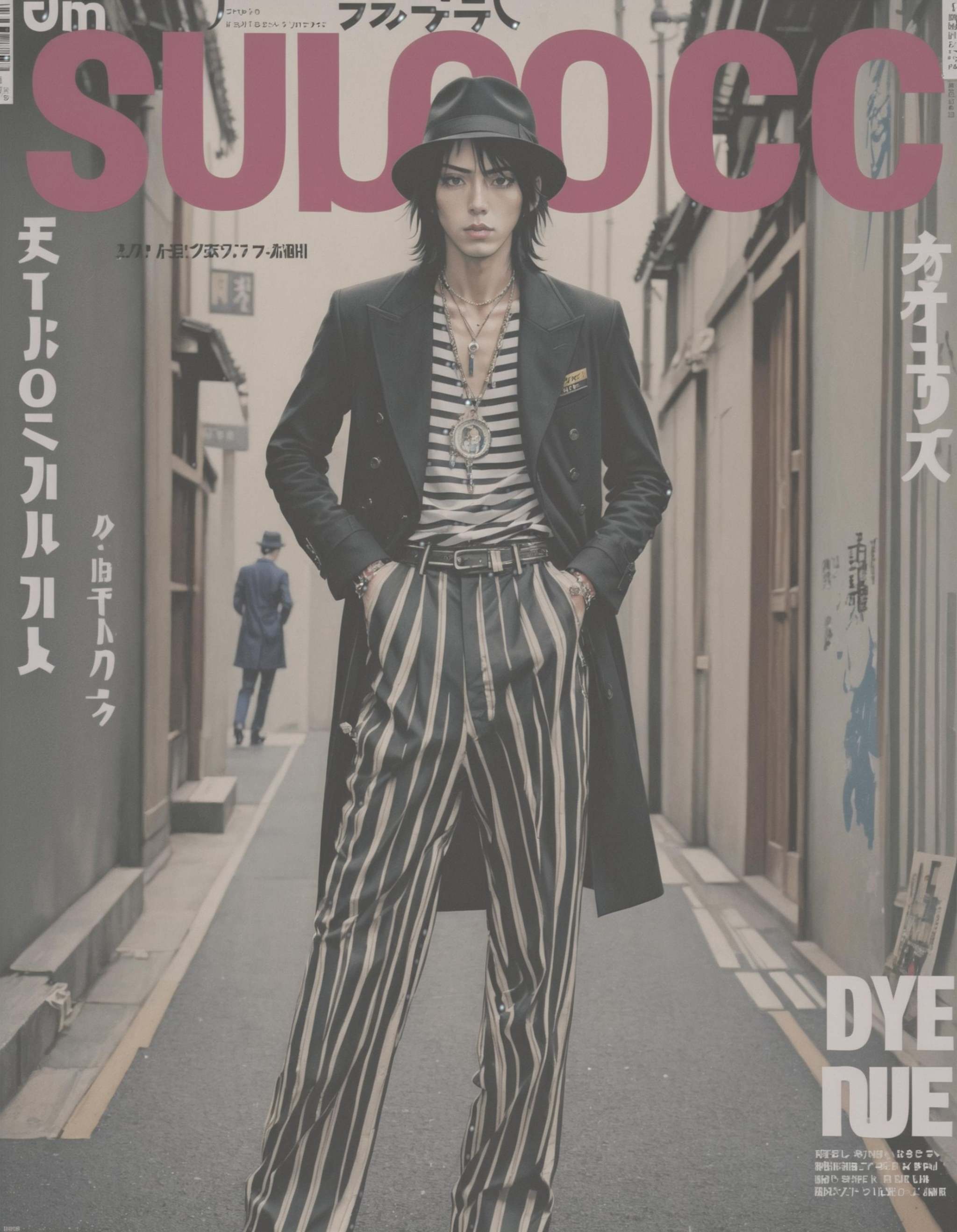 Japanese Music Magazine Style,  1boy,  black hair on Tensor.Art