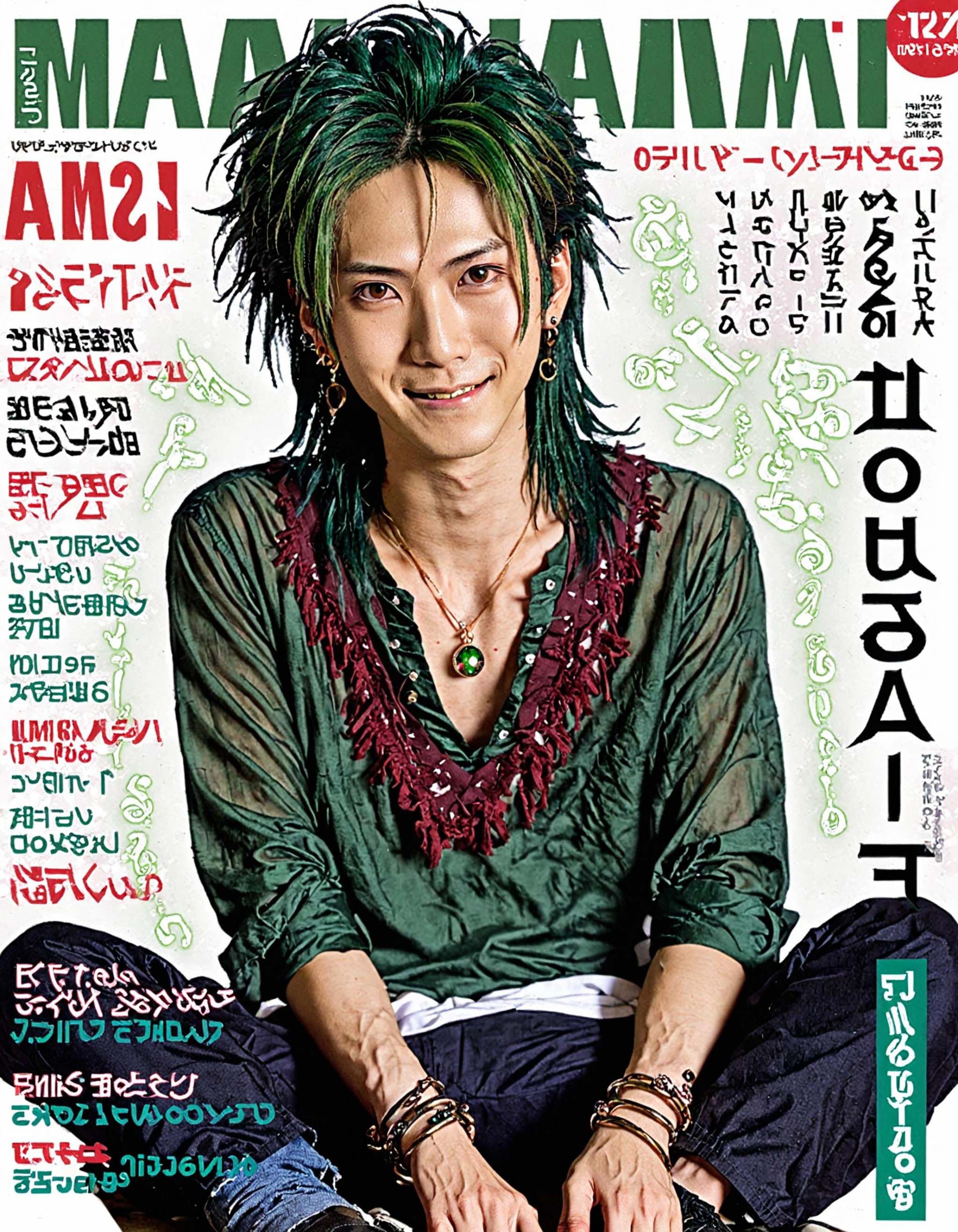 Japanese Music Magazine Style,  1boy,  blood on Tensor.Art