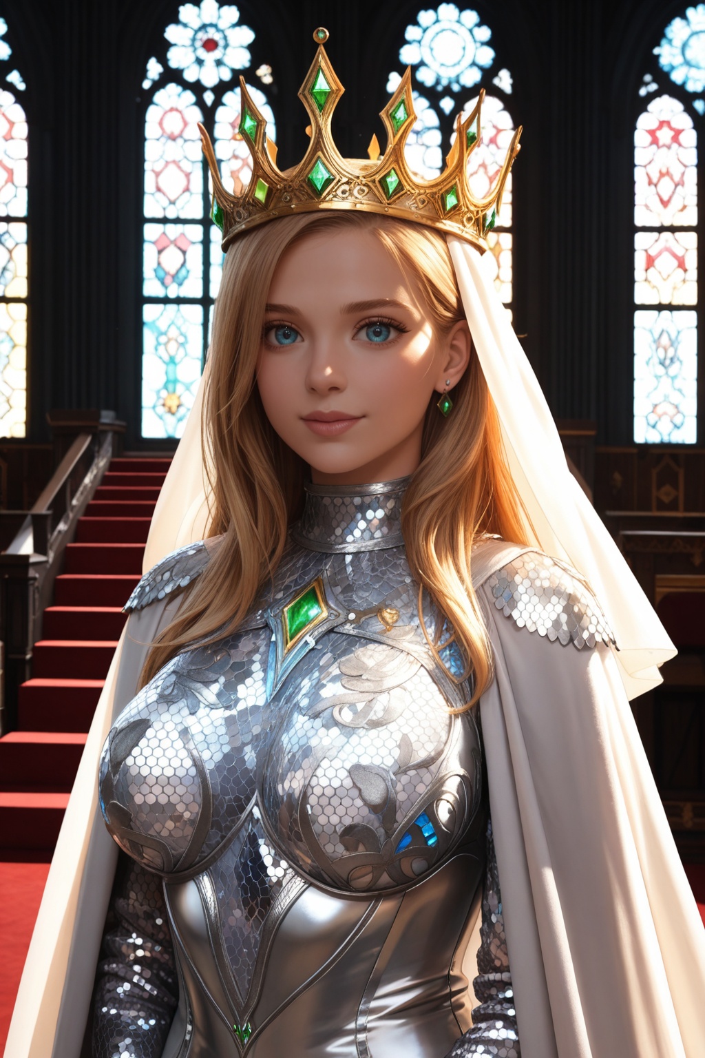 1girl,  fantasy queen,  glowing crown on Tensor.Art