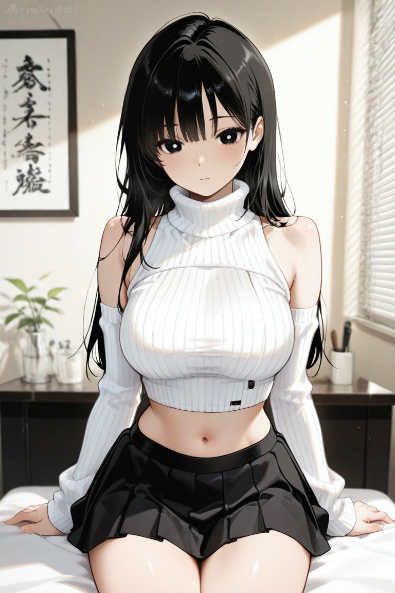 iroha_kannou,  black long hair,  bangs on Tensor.Art
