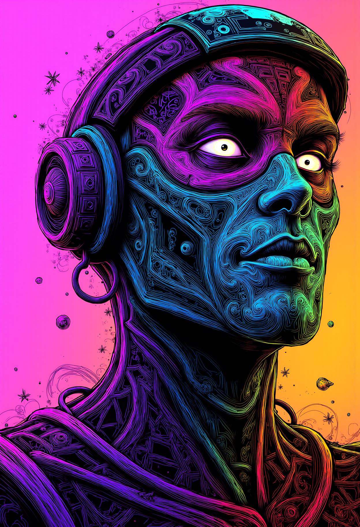 neon line art,  drawing,  unicolor background on Tensor.Art
