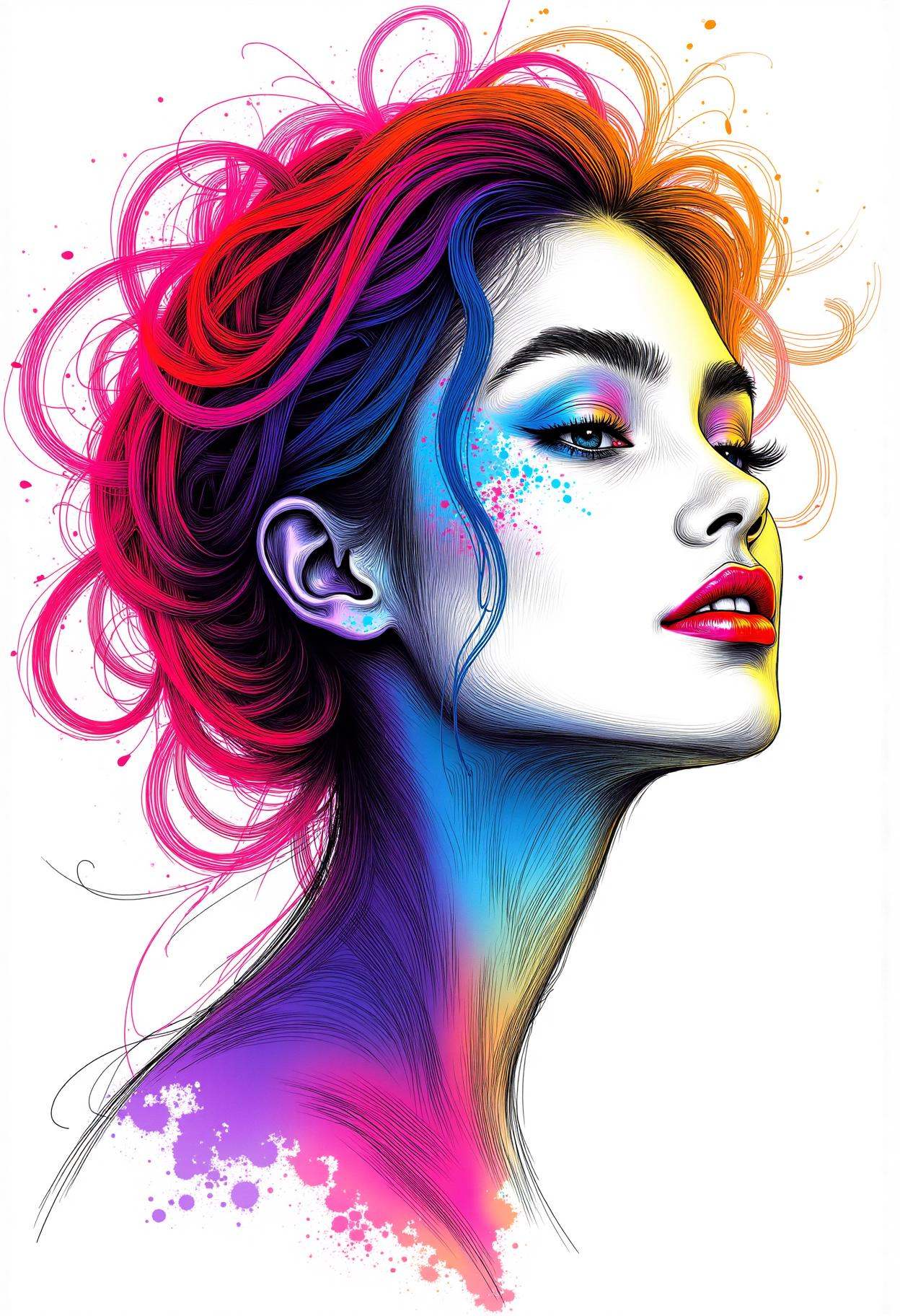 neon line art,  ultra-realistic drawing, on Tensor.Art