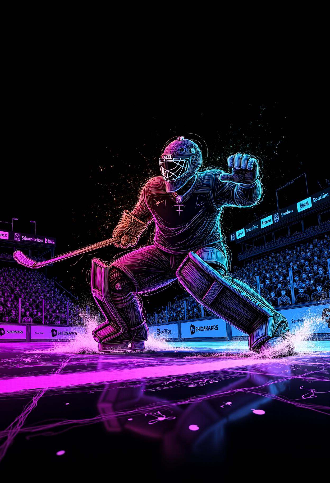 neon line art,  black background,  drawing. full canvas on Tensor.Art