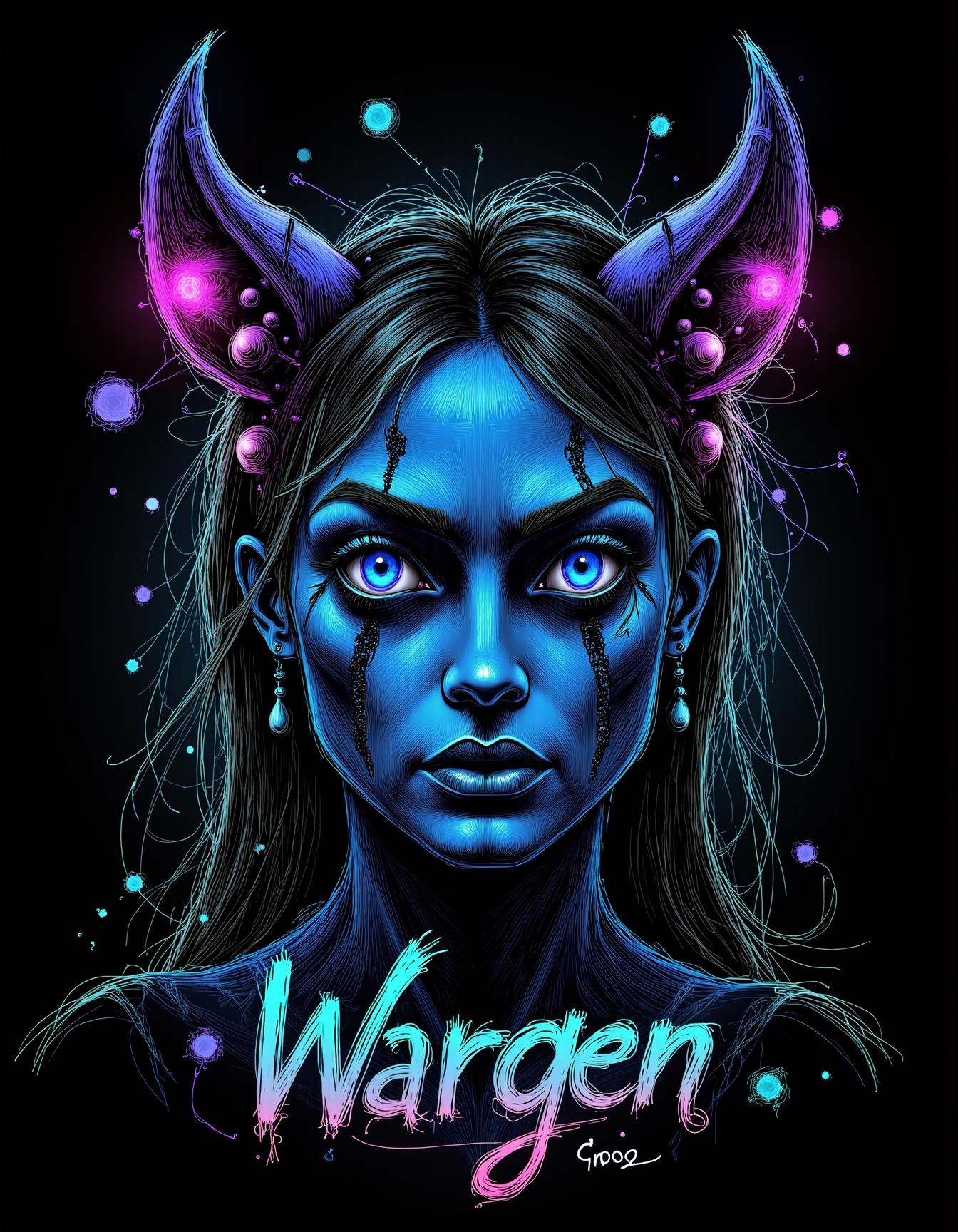 neon line art,  drawing,  black background on Tensor.Art