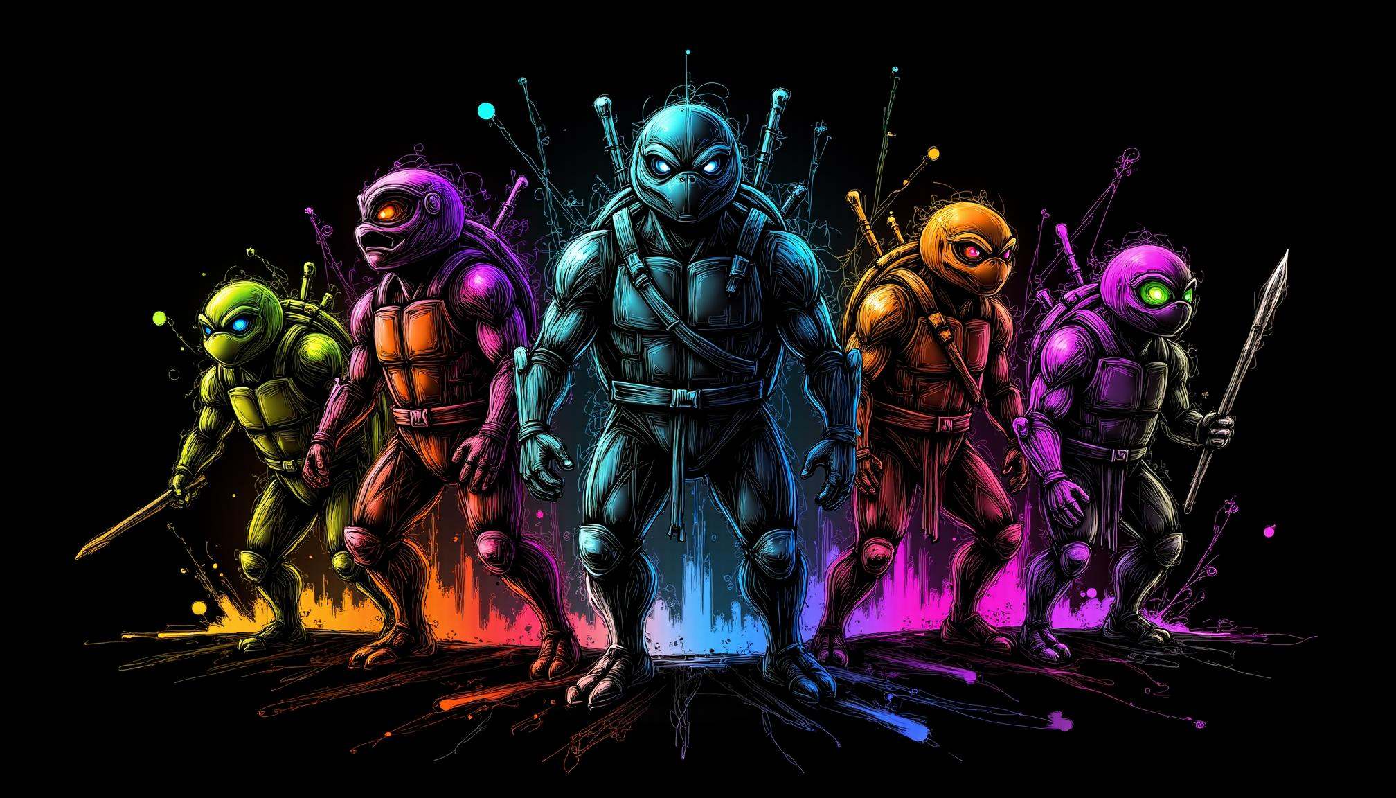 neon line art,  drawing,  black background on Tensor.Art