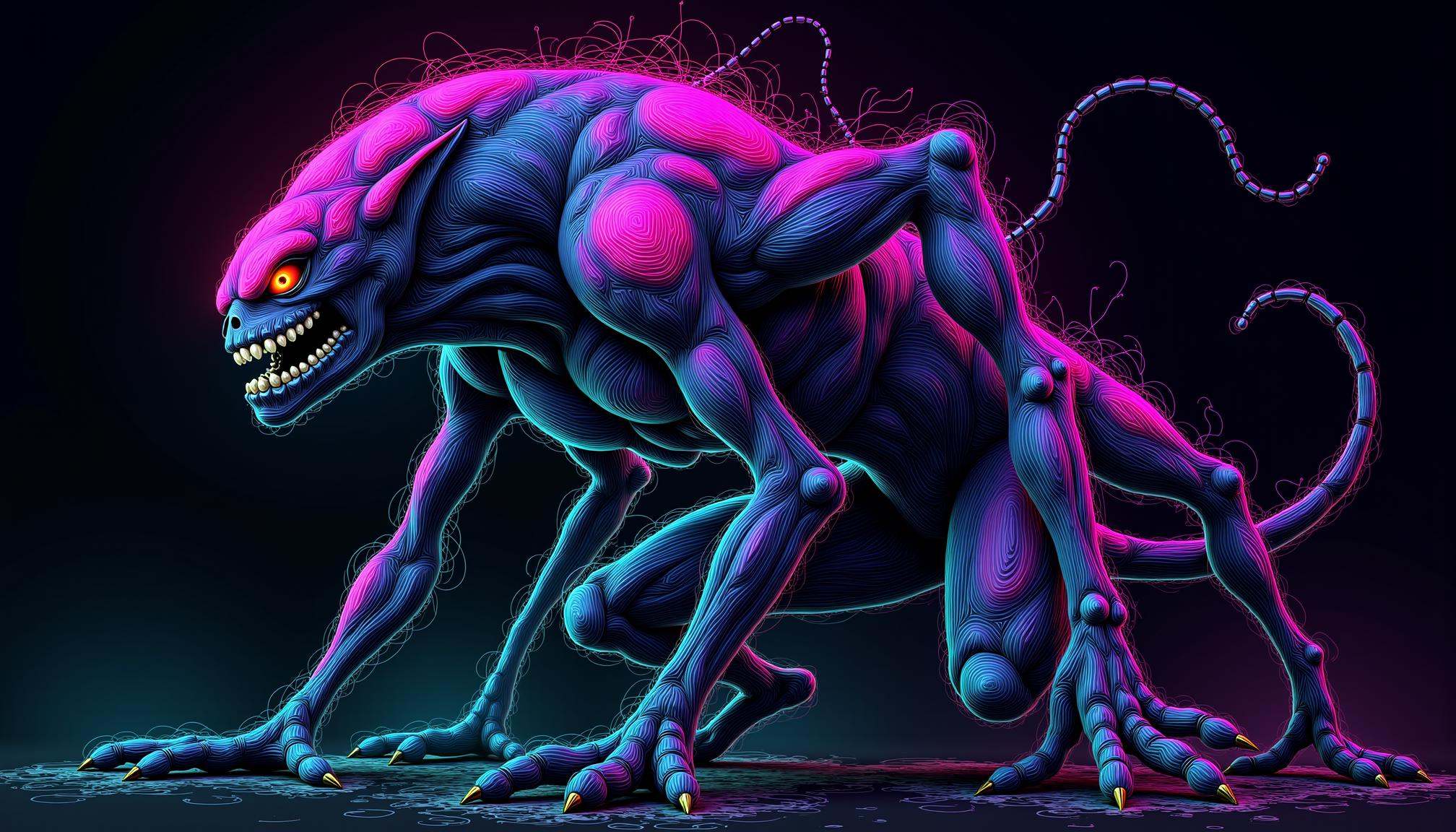 neon line art,  drawing, on Tensor.Art