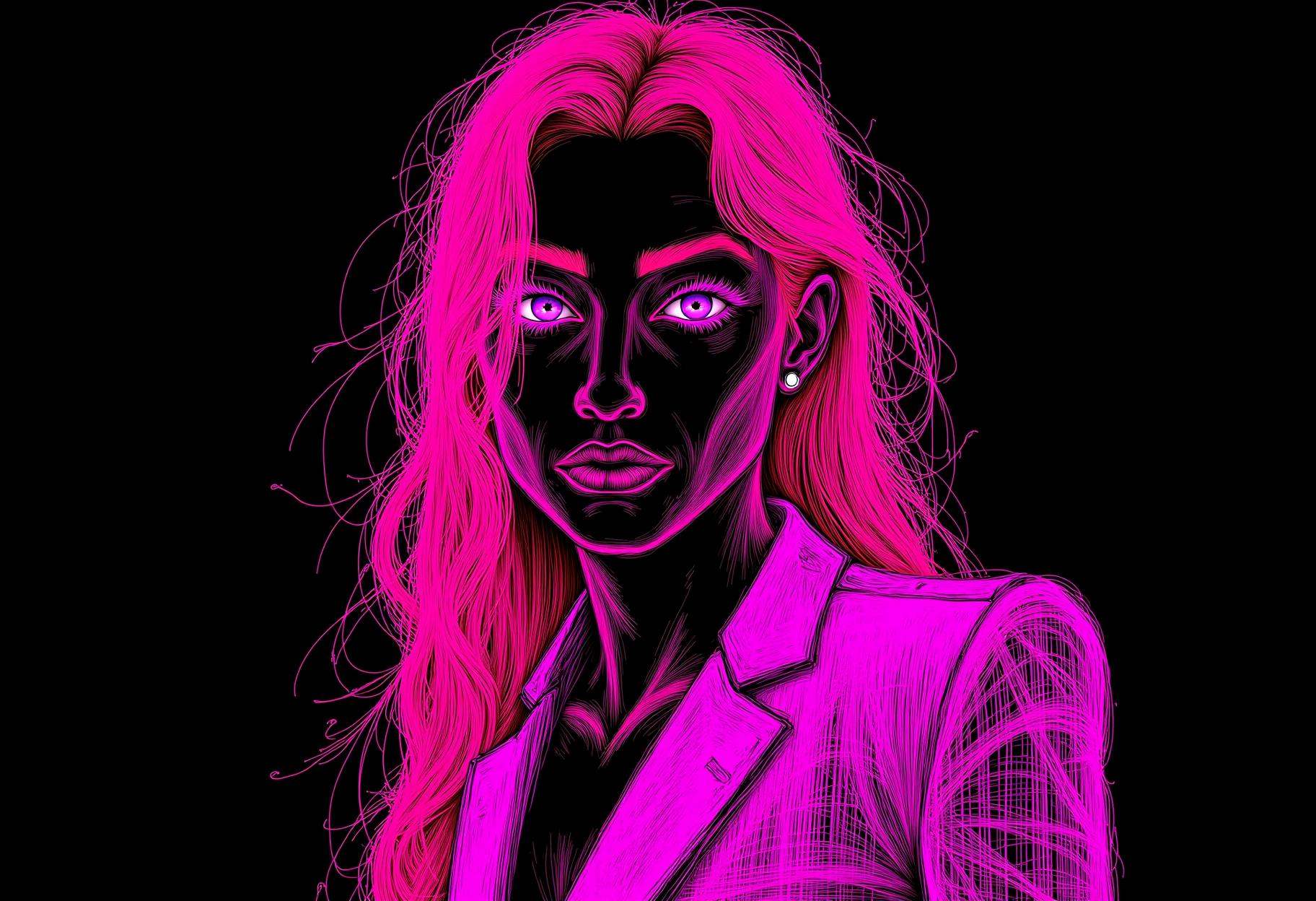 neon line art,  drawing,  black background on Tensor.Art